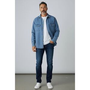 Bear River Workwear Men's Size Medium Fleece Lined Casual Button Down Shirt Blue